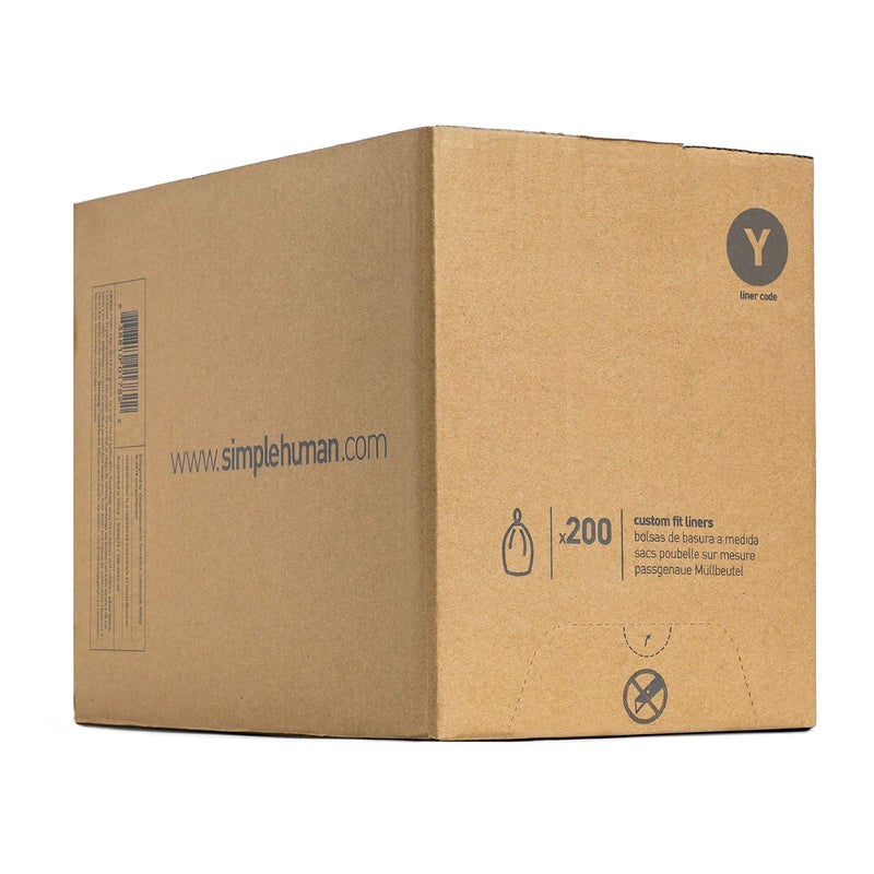 simplehuman Code Y 200 Count, Genuine Custom Fit Liners, Drawstring Trash Bags, 30 Liter / 8 Gallon, White - Image 1
